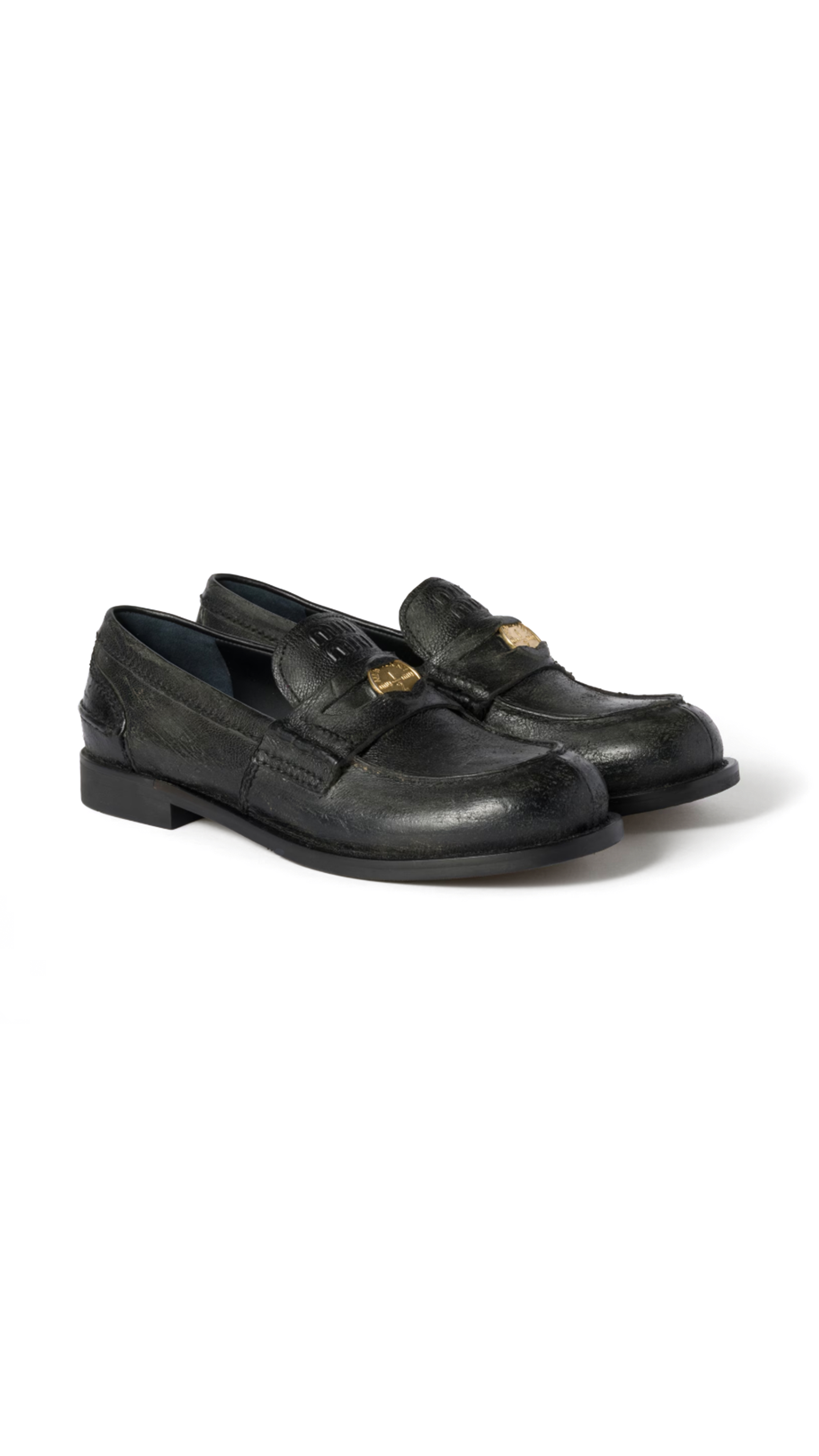 Penny Loafers in Grainy Leather - Black