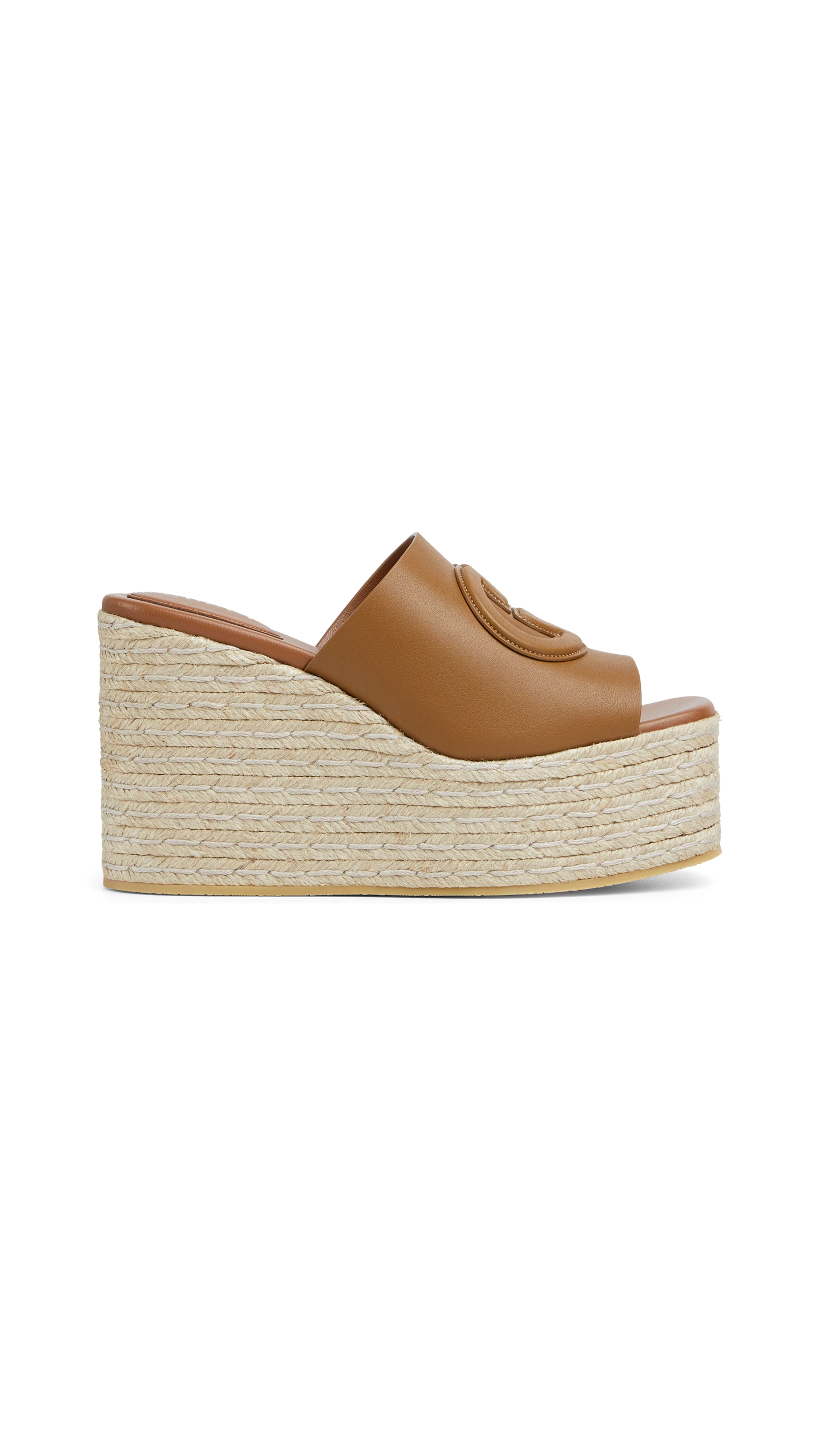 Interlocking G Wedge Sandals - Light Brown