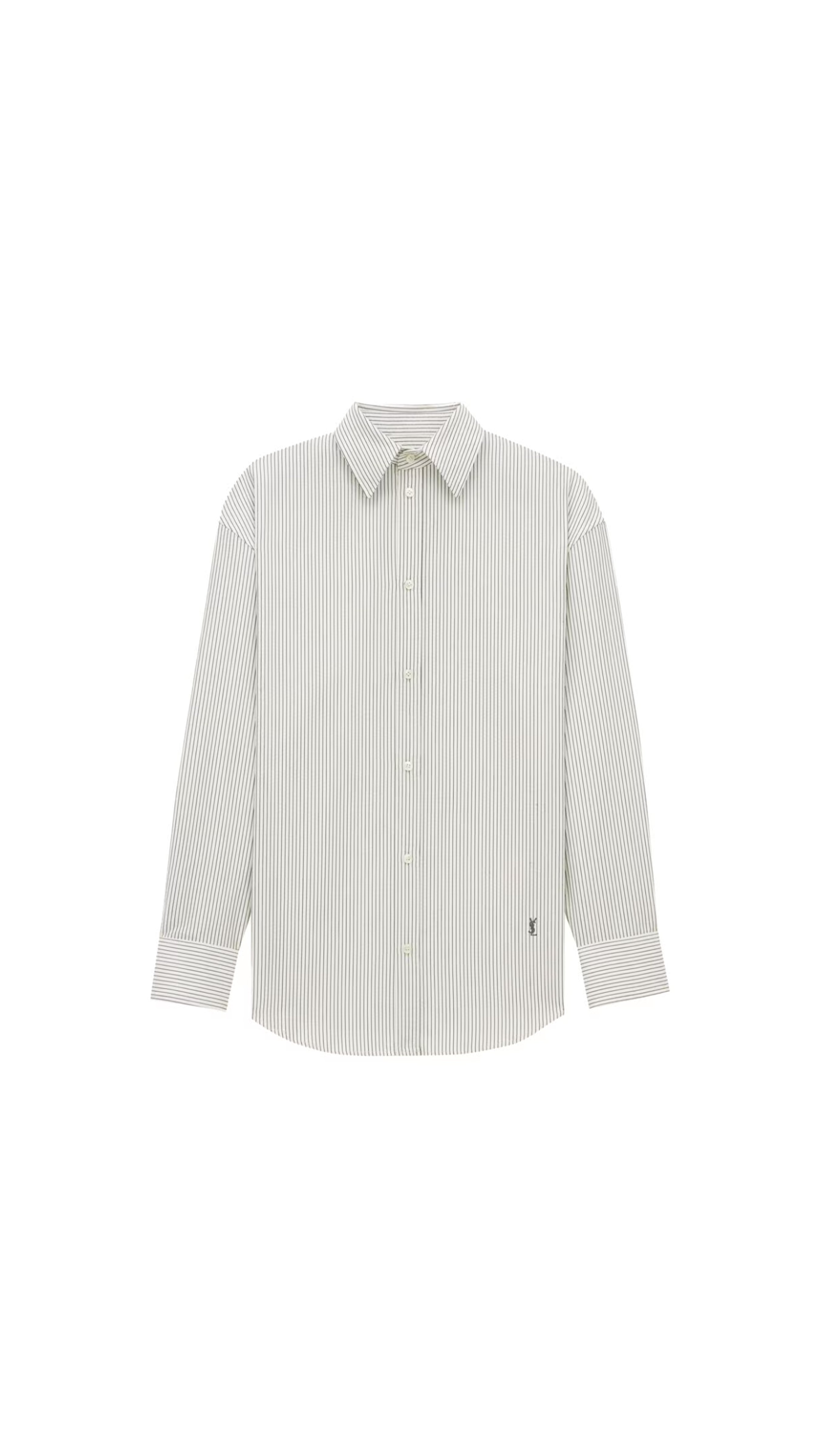 Cassandre Shirt in Striped Cotton - Craie/Noir