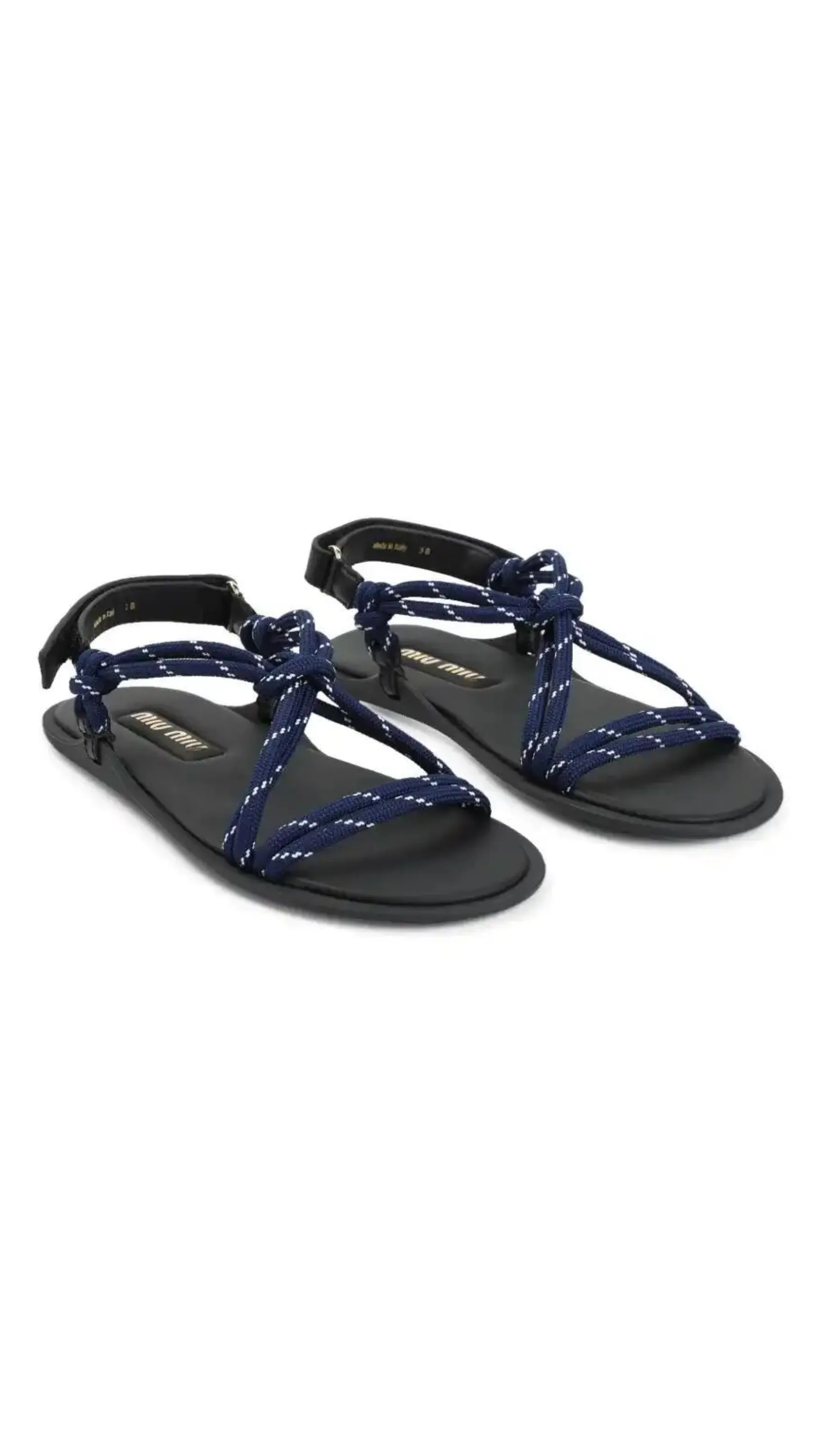 Cord Flat Sandals - Navy