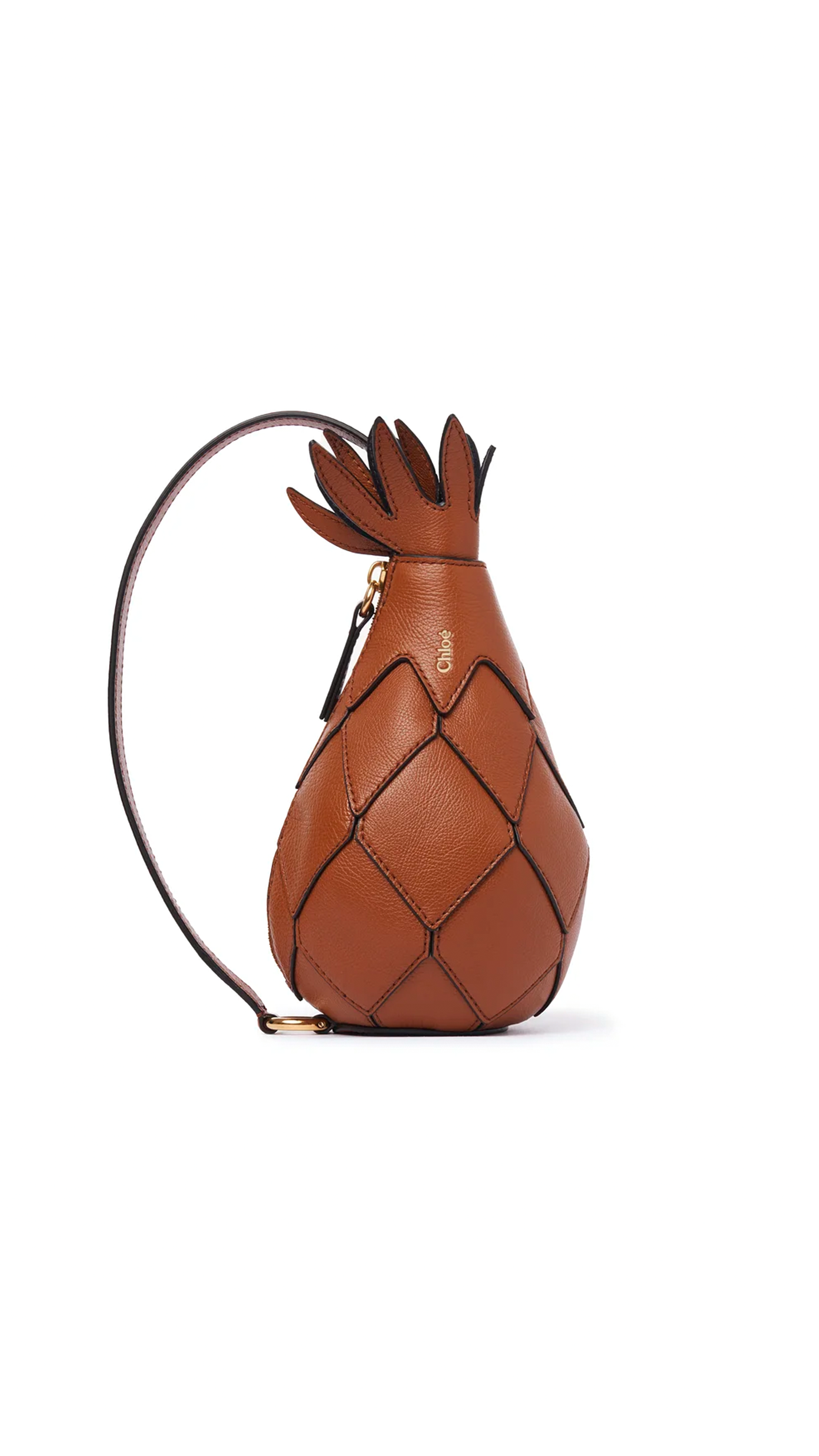 Pineapple Shoulder Bag in Grained Leather - Clay Brown