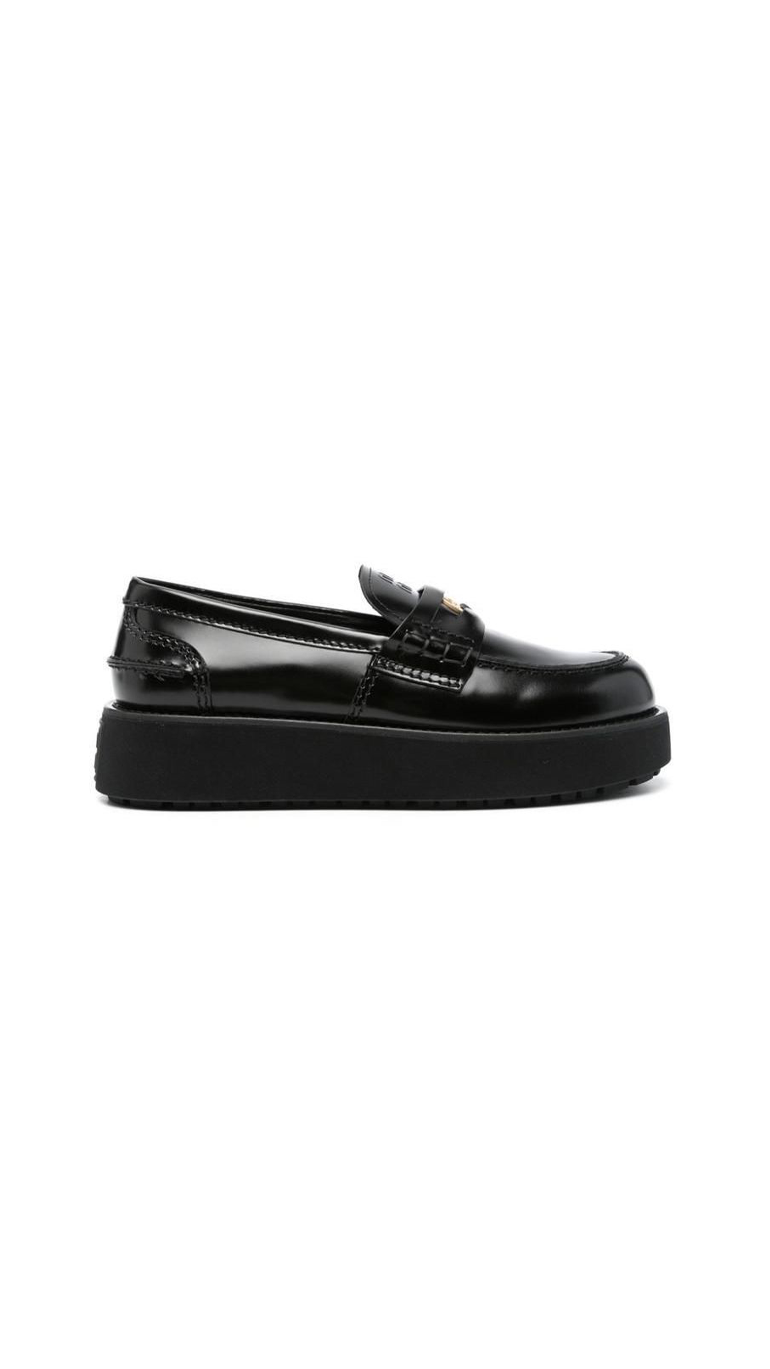 Brushed Leather Loafers - Black