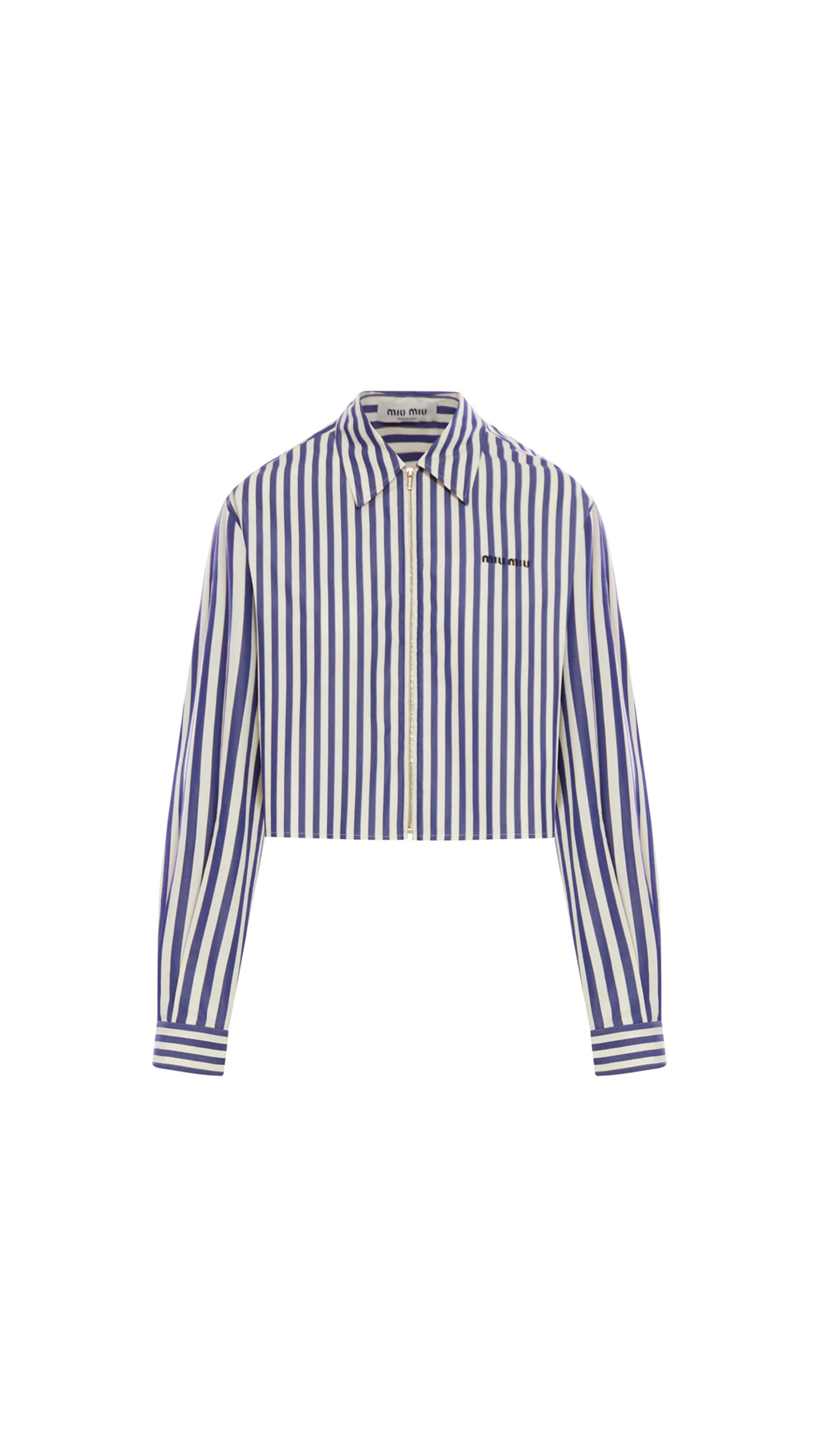 Striped Poplin Shirt - Ivory/Blue