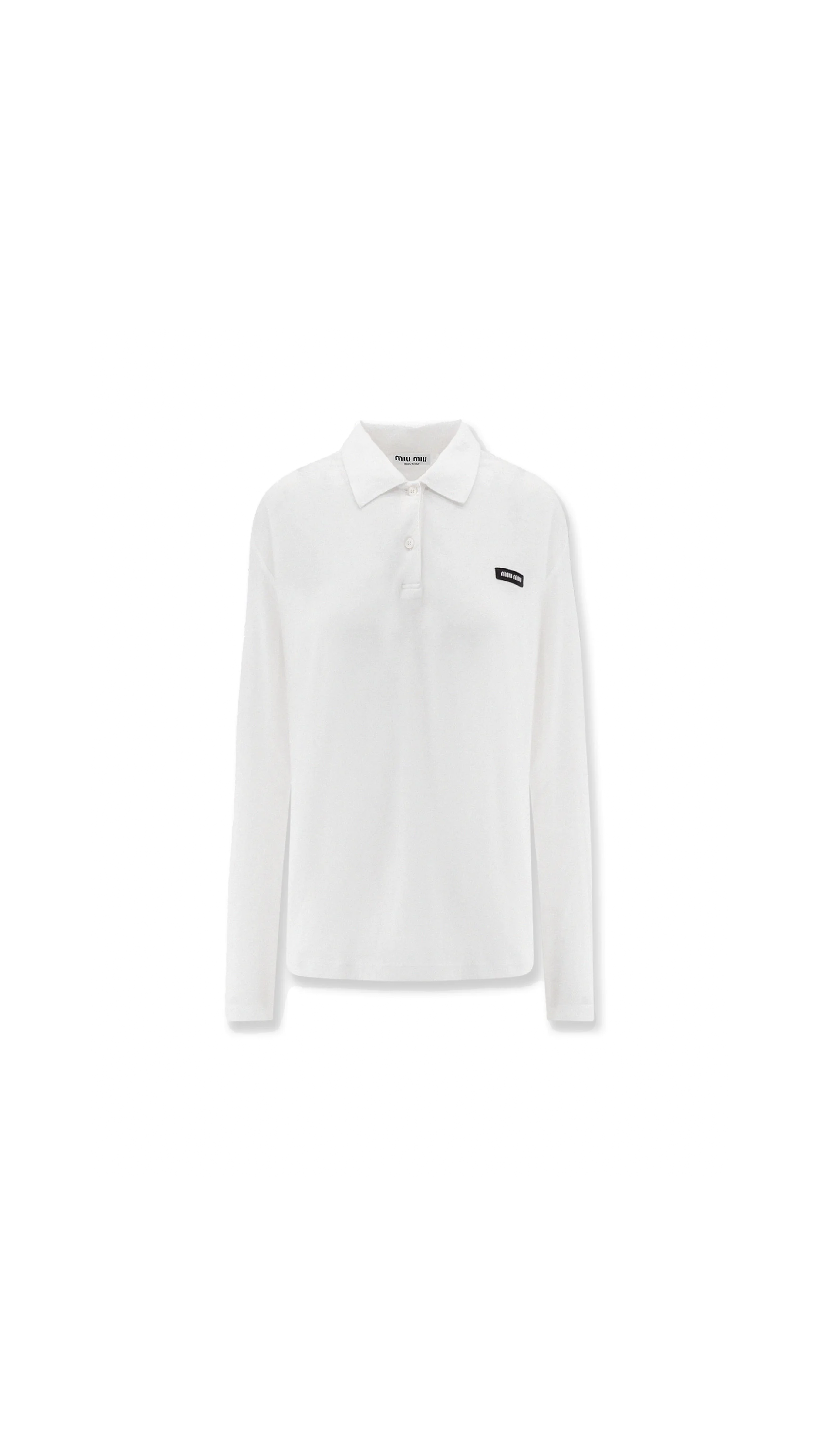 Ribbed Jersey Polo Shirt - White