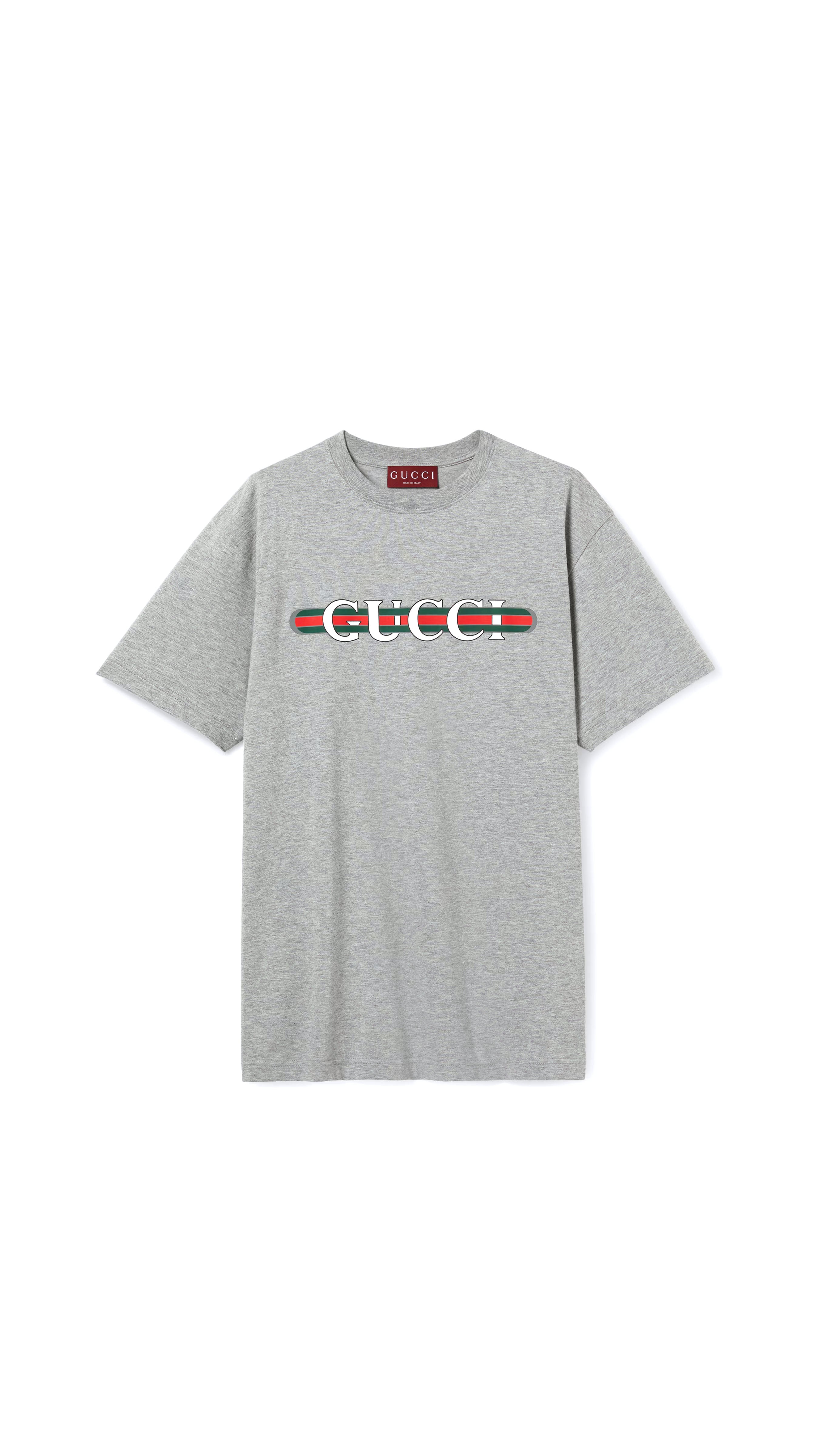 Cotton Jersey T-shirt With Print - Grey
