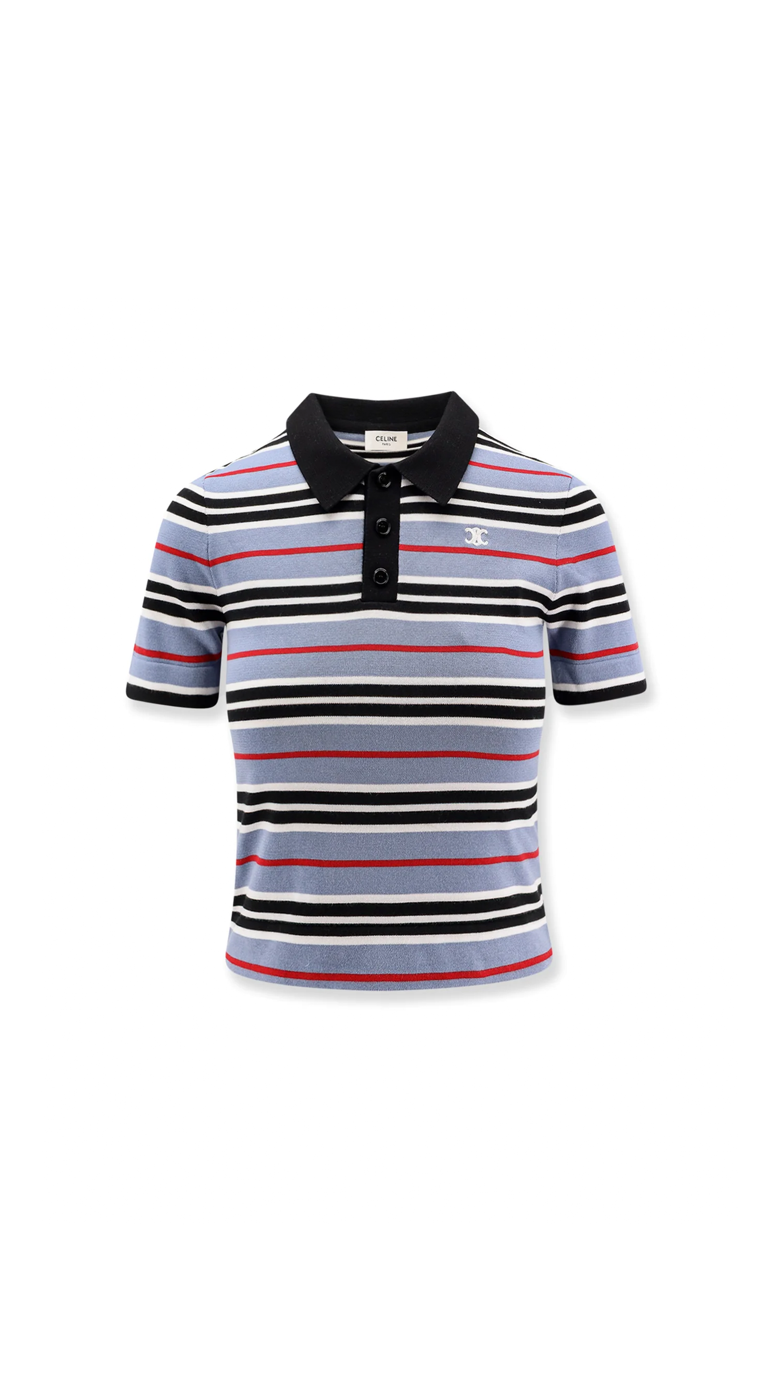 Cropped Striped Polo in Cotton - Multicolour