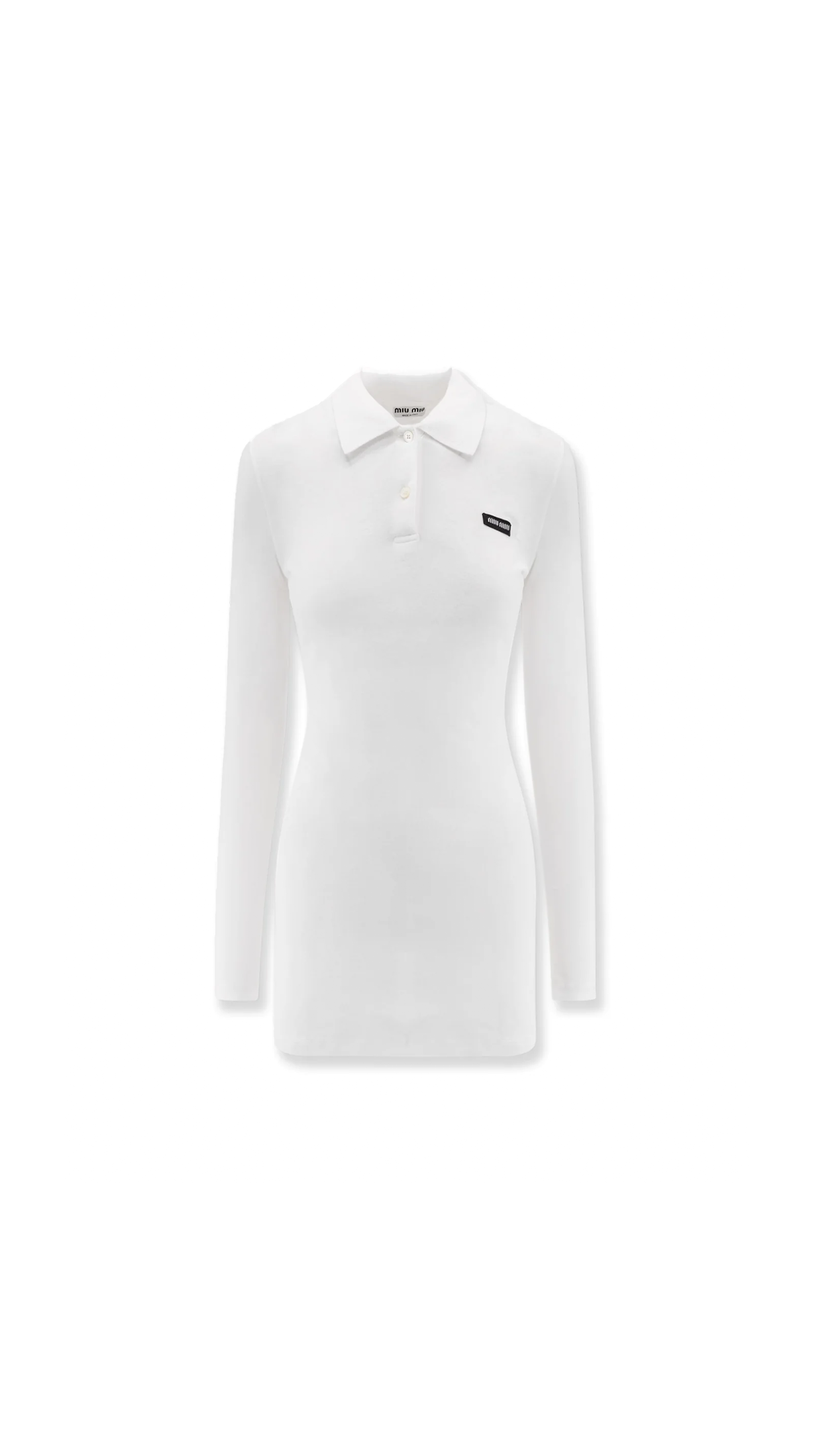 Ribbed Jersey Mini-Dress - White