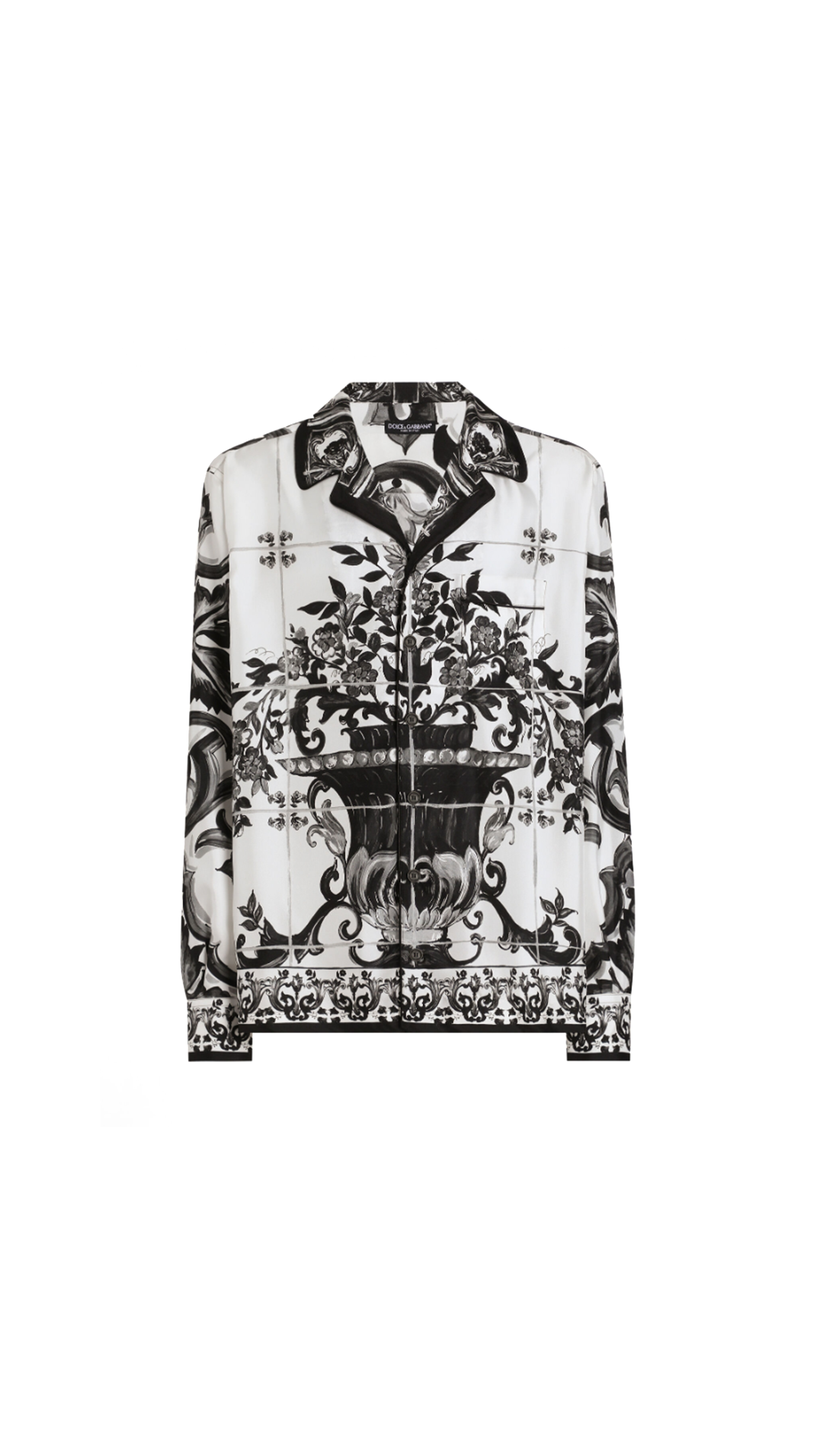 Majolica-Print Twill Vanity Shirt - Black/White