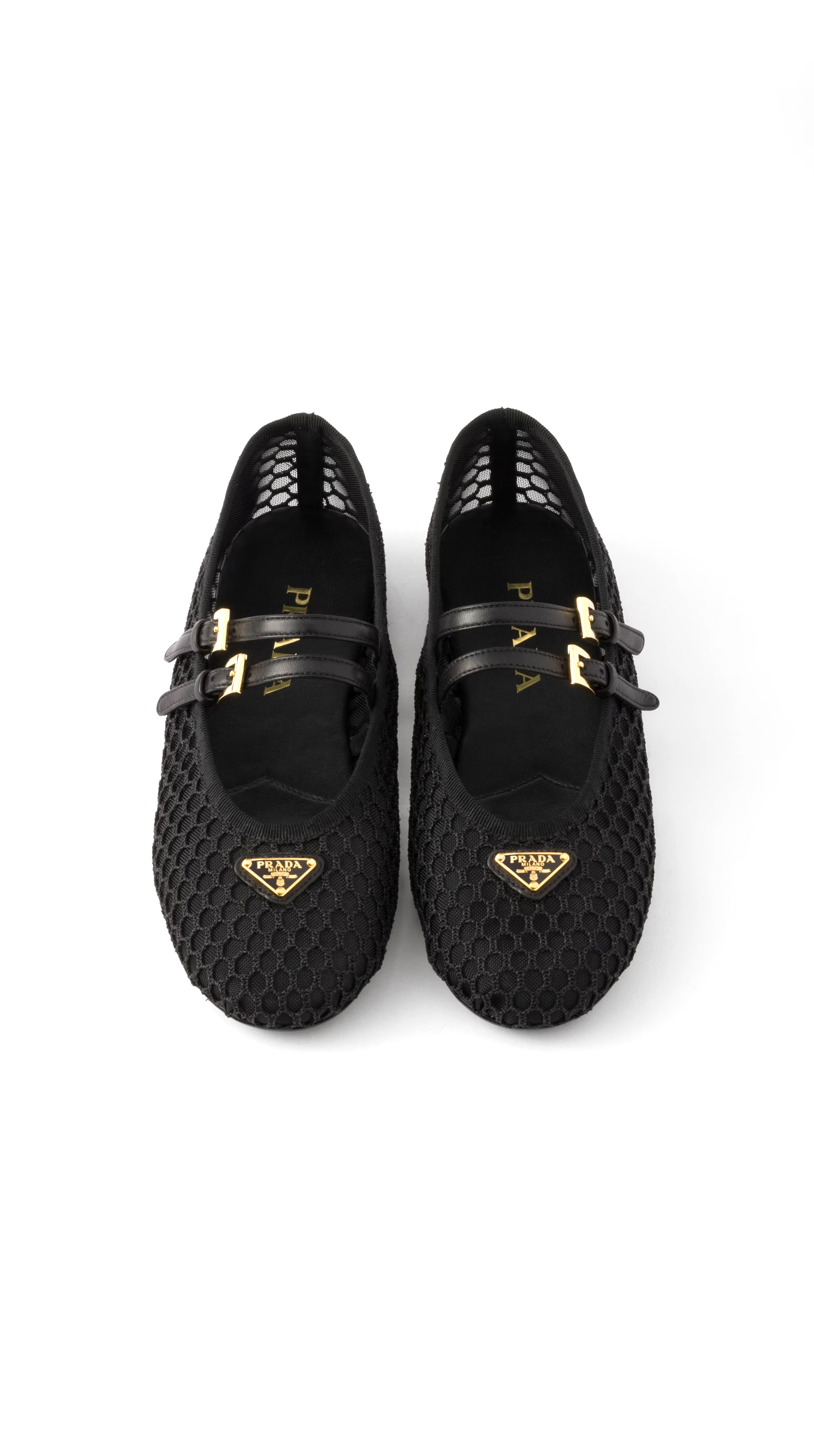 Mesh Fabric Ballerinas - Black