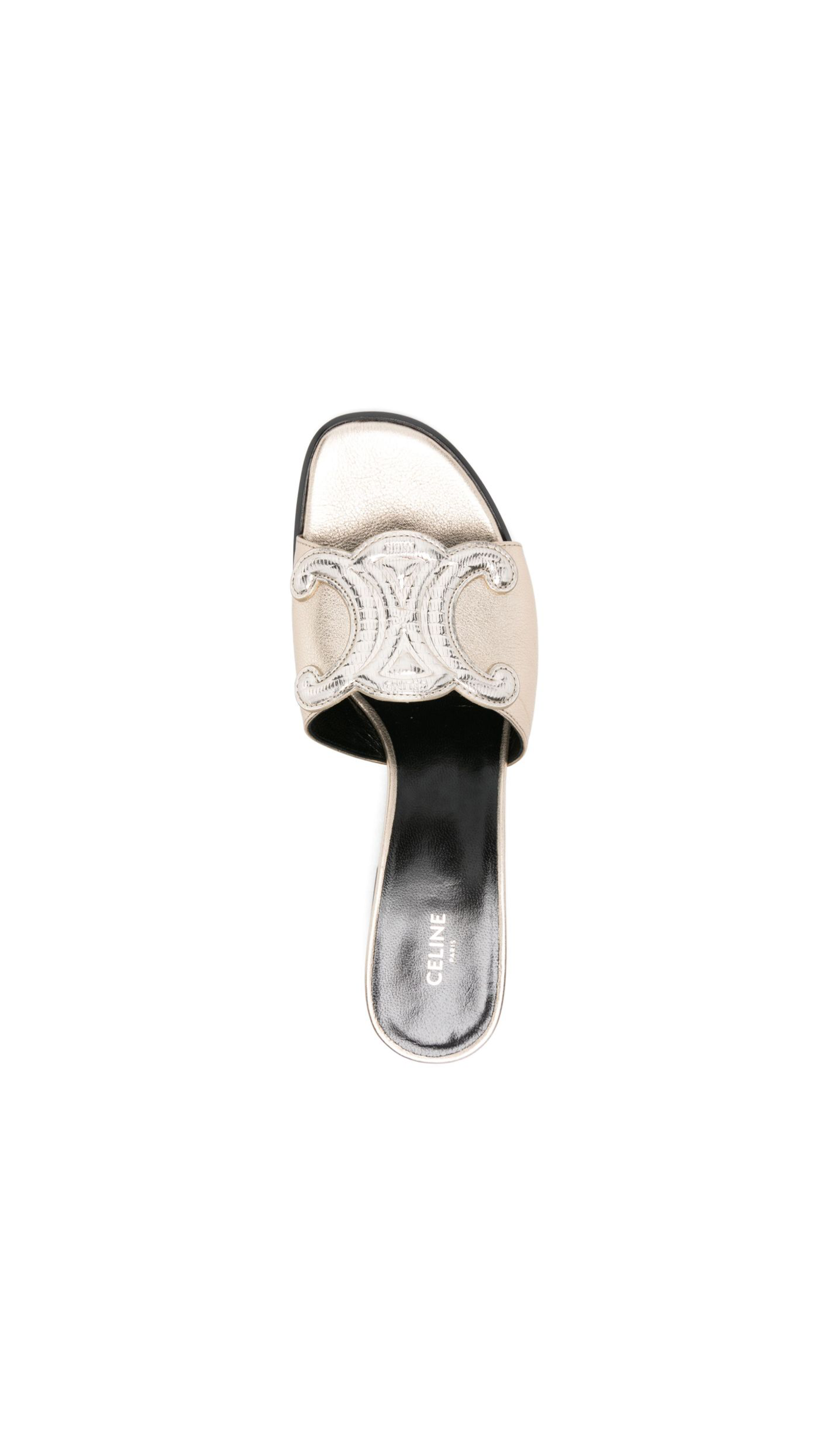 Clemence Mule in Laminated Calfskin & Tejus Stamped Calfskin - Platinium