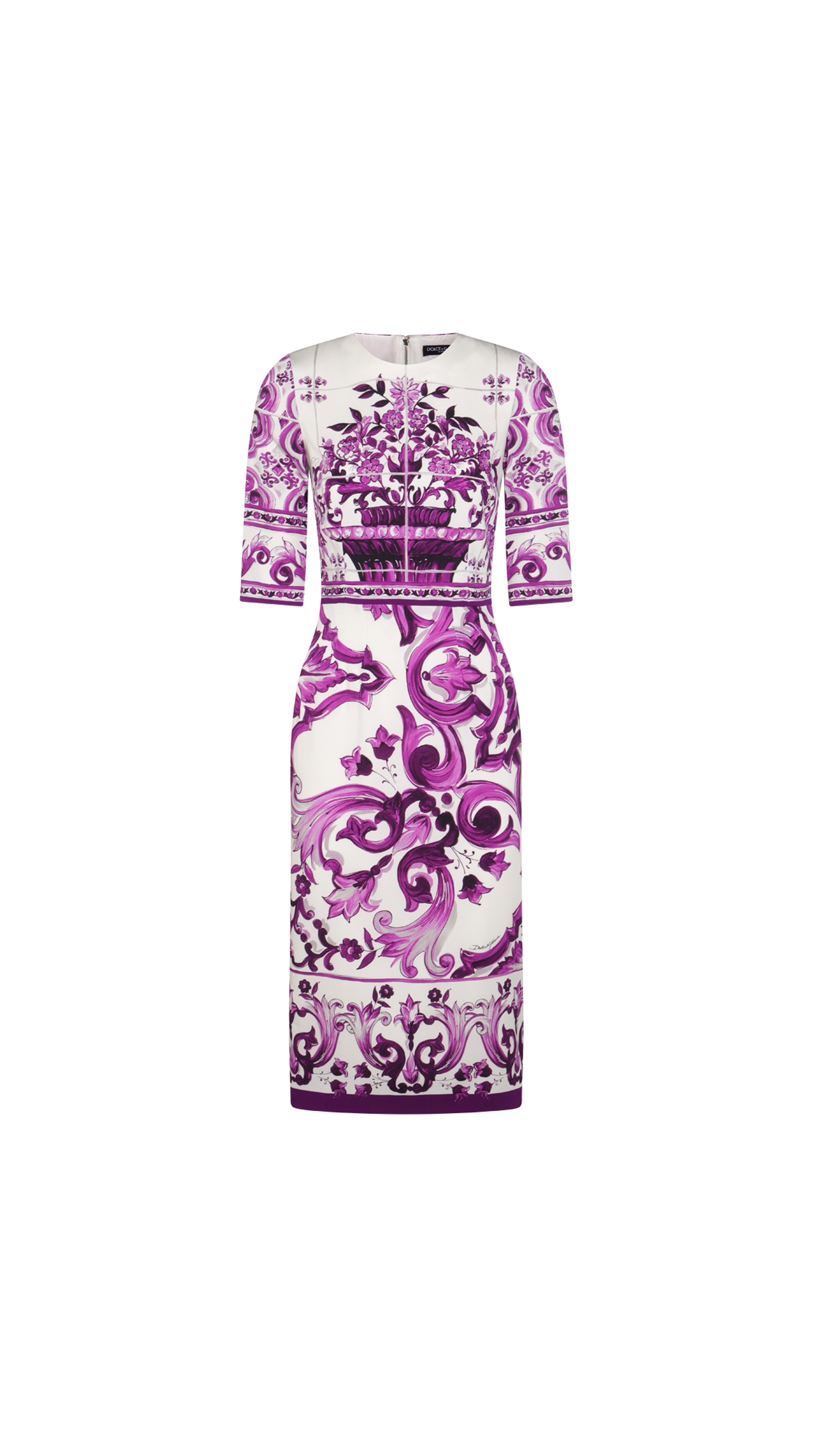 Majolica-print Charmeuse Dress - Multi