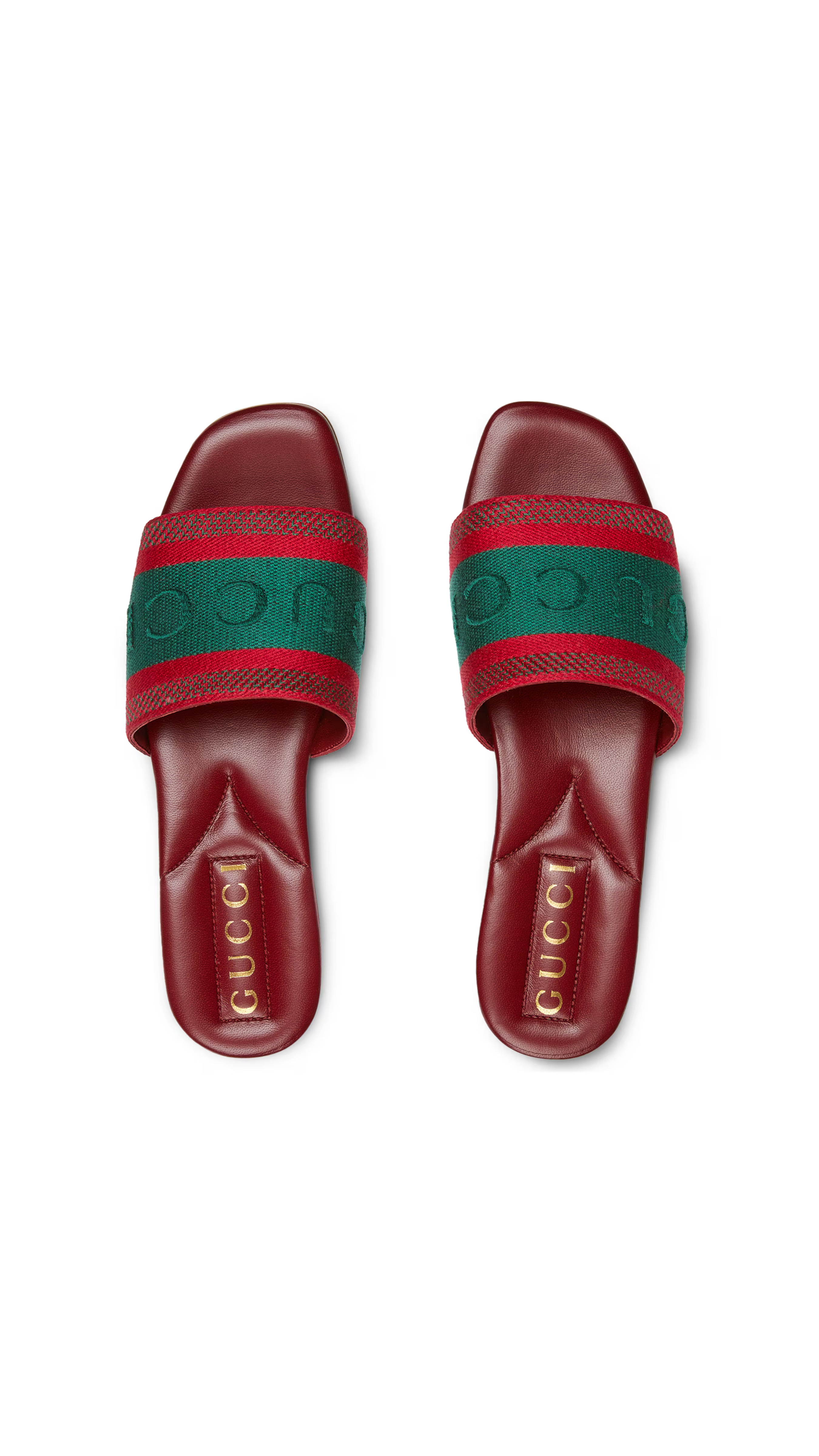 Canvas Slide Sandal with Web - Red/Green
