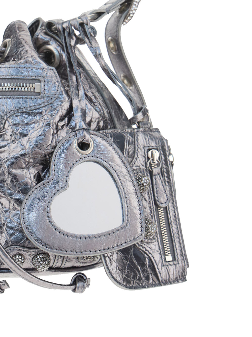 Le Cagole Xs Bucket Bag With Rhinestones - Silver