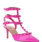 Rockstud Ankle Strap Patent-leather Pump With Tonal Studs - Pink PP