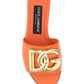Polished calfskin sliders with DG logo - Orange.