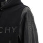 Hooded Bomber Jacket in Wool and Leather Black