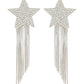 Star Earrings With Brass Chains - Palladium