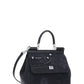 Small Sicily Bag in Calfskin and Patchwork Denim - Black