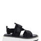 Lilli Sporty Flat Sandal In Recycled Textile - Black