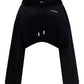 Embroidered-Logo Cropped Hoodie - Black