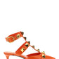 Roman Stud Calfskin Pump 40 MM - Orange