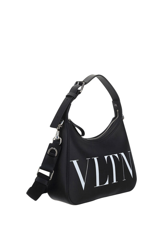 VLTN Leather Hobo Bag - Black