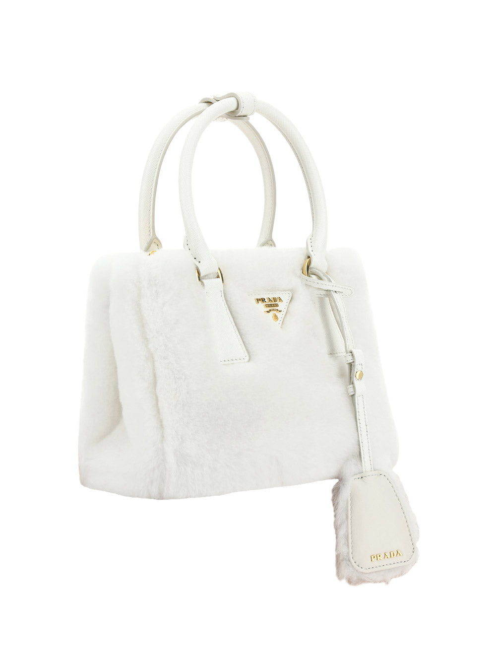 Prada Galleria Shearling Mini-bag - White