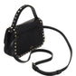 Small Rockstud Grainy Calfskin Handbag - Black
