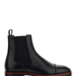 Melon Calf Leather Flat Boots - Black