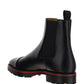 Melon Calf Leather Flat Boots - Black
