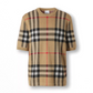 Short-sleeve Check Silk Wool Jacquard Top - Archive Beige