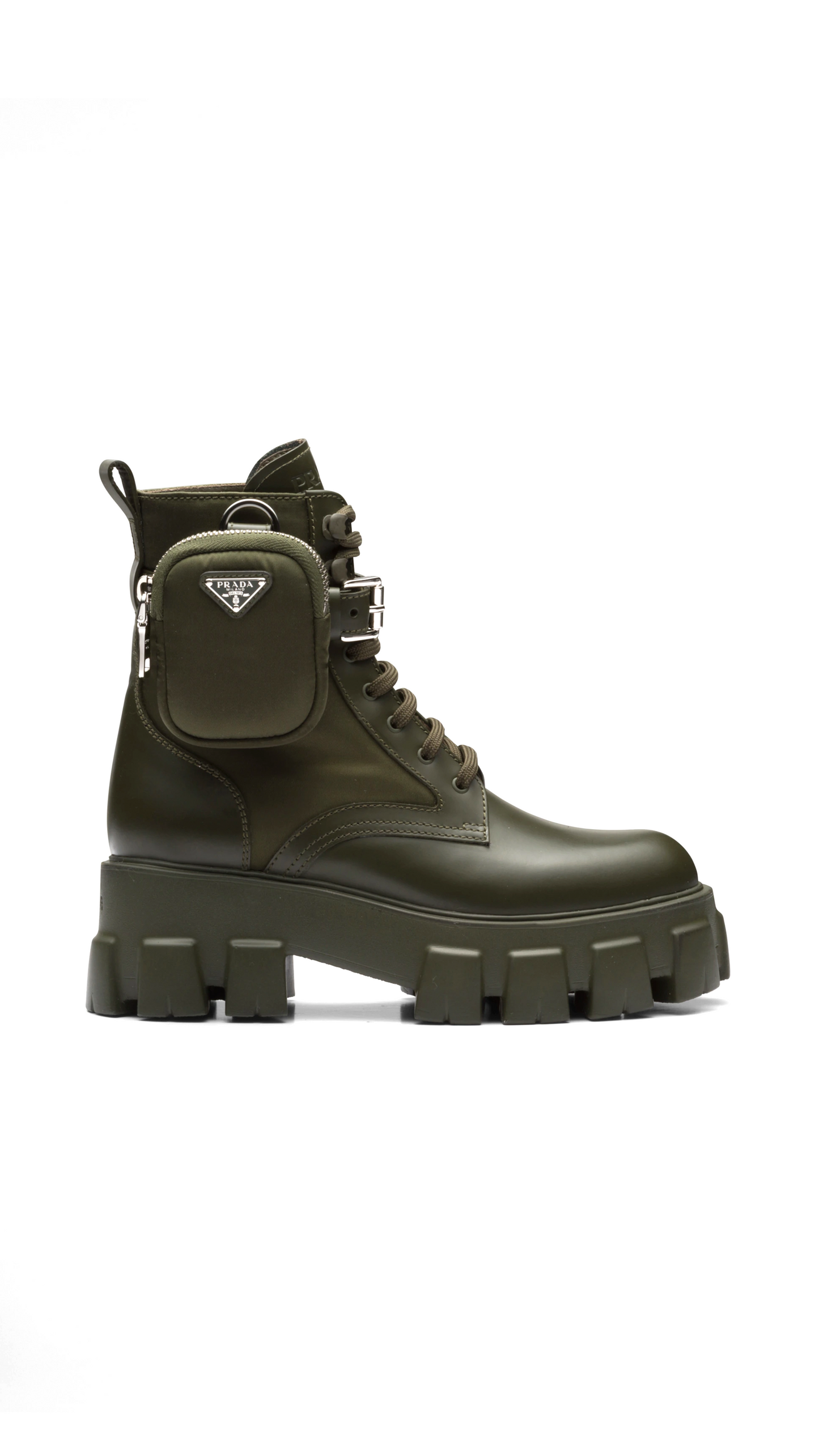 Monolith Leather and Nylon Fabric Boots - Military Green
