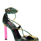 ''Adele'' Lace-up Pump - Green / Yellow