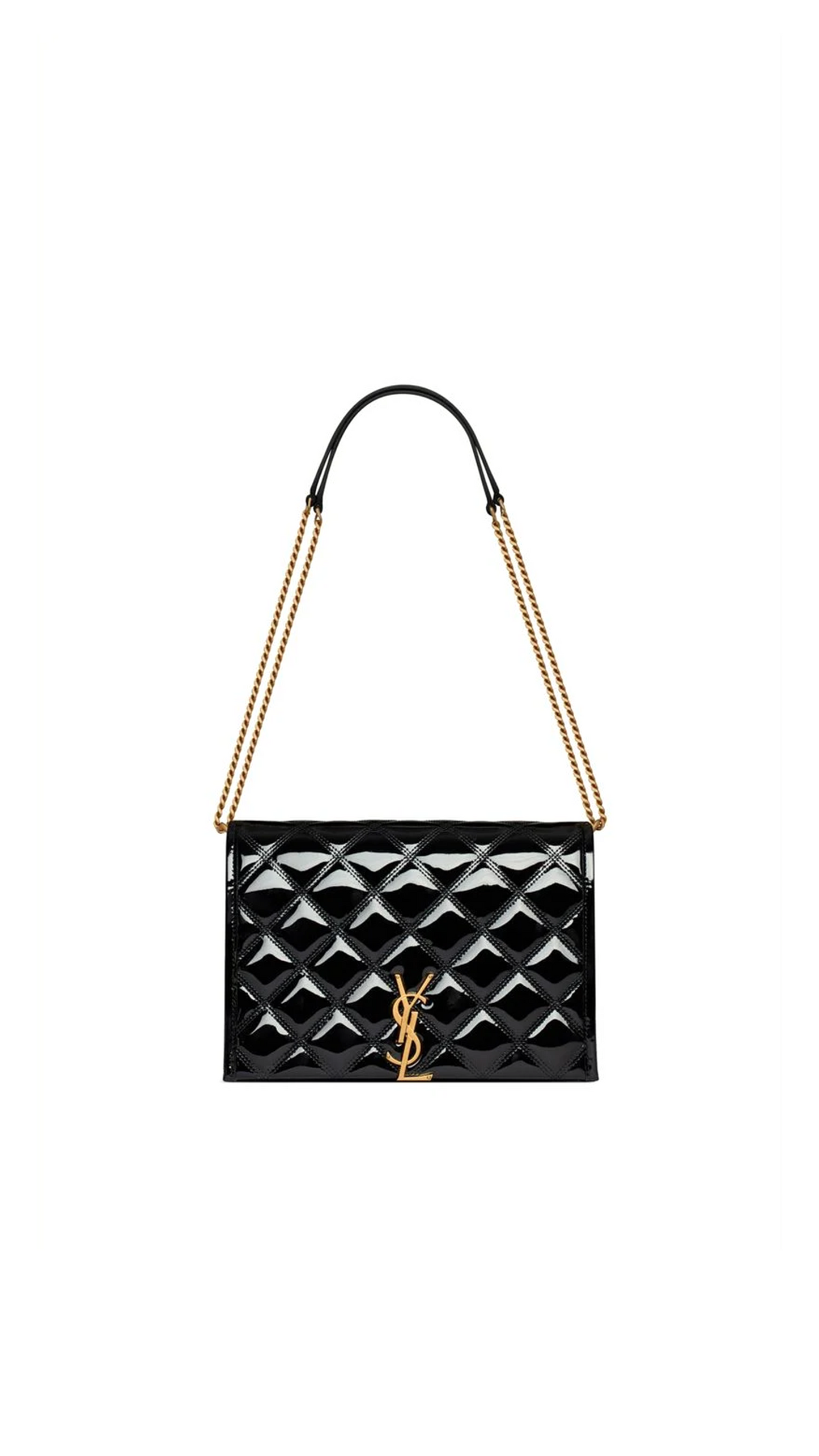 Women's Black Becky Mini Chain Bag In Quilted Patent Leather - Black