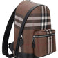 Check and Leather Backpack - Dark Birch Brown