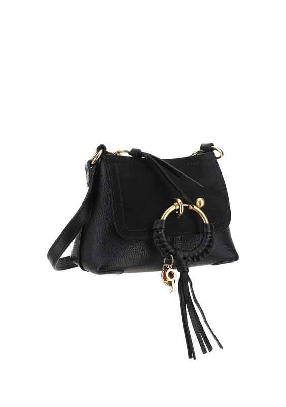 Joan Mini Leather Shoulder Bag - Black