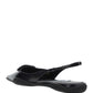Brushed Leather Slingback Ballerinas - Black