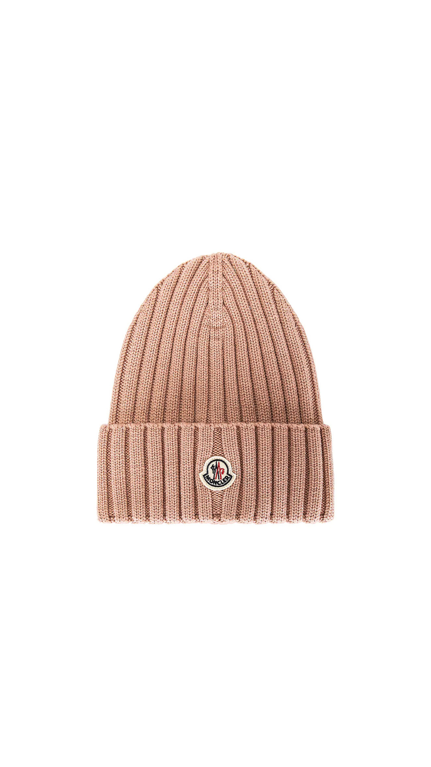 Ribbed Knit Wool Beanie - Pink