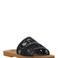 Woody Lace Mule Sandals - Black