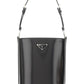 Brushed Leather Bucket Shoulder & Crossbody Bag - Black.