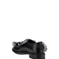 Brushed Leather Derby Shoes with Appliqués - Black