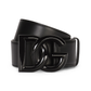 Leather Belt with Crossover DG Logo Buckle - Black