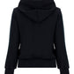 Heart-embroidered Pullover Hoodie - Black.