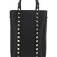 Rockstud Leather Pouch With Chain - Black