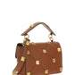 Medium Roman Stud The Shoulder Bag Grainy Calfskin - Saddle Brown