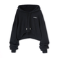 Embroidered-Logo Cropped Hoodie - Black
