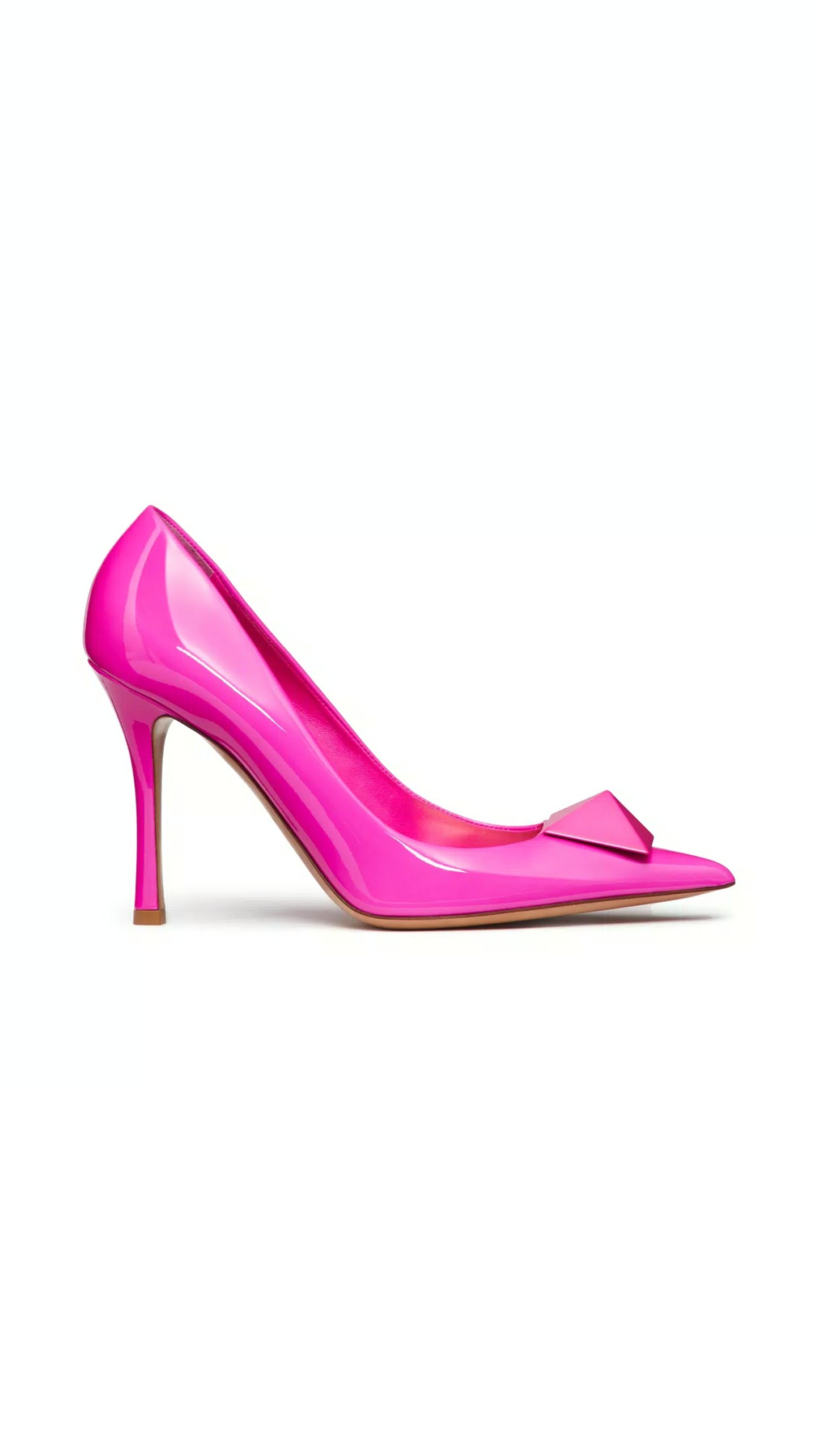 One Stud Patent Leather Pump with Matching Stud - Pink PP
