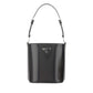 Brushed Leather Bucket Shoulder & Crossbody Bag - Black.