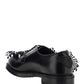 Brushed Leather Derby Shoes with Appliqués - Black