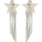 Star Earrings With Brass Chains - Palladium